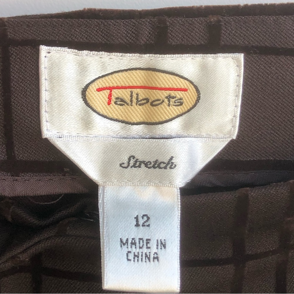 Talbots Stretch Plaid Pattern Flat Front Brown Pa… - image 8